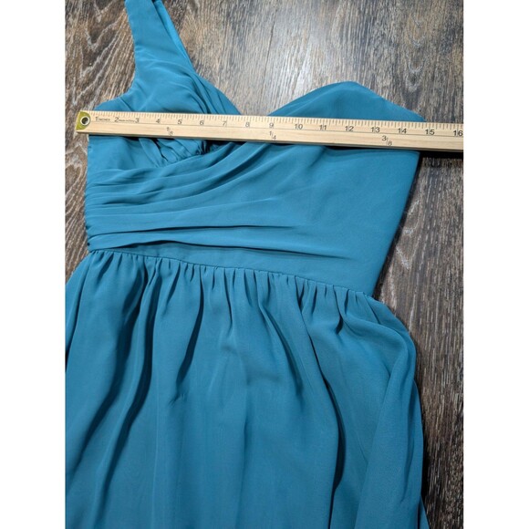 Alfred Angelo Blue Teal One Shoulder Chiffon‎ Gown Dress 4 - Picture 5 of 10